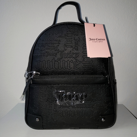 ❌SOLD❌Juicy Couture Backpack 2pc with Pouch Embossed Black Y2k Grunge - Picture 2 of 14